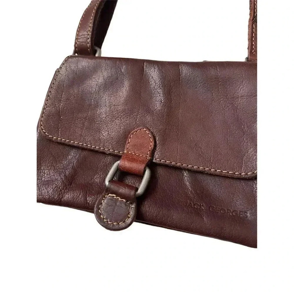 Jack Georges Brown Leather Crossbody Bag Adjustable Strap - Picture 6 of 11